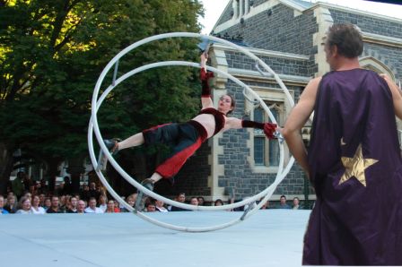 Dominique Major and Martin Varallo - Mat Velvet and Charlie performing at the World Busker Festival in Christchurch, New Zealnad, 2008